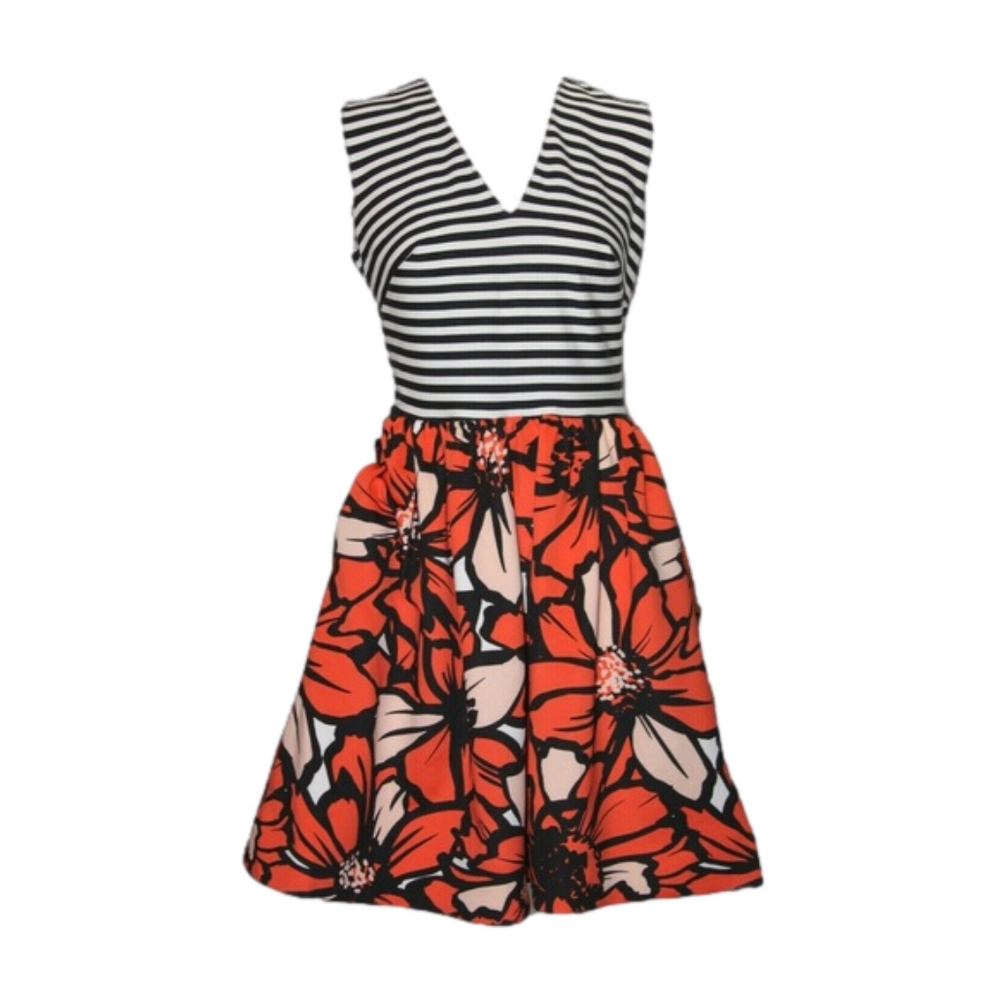 Just Taylor Floral Striped Sleeveless Fit & Flare Dress  Sz 6